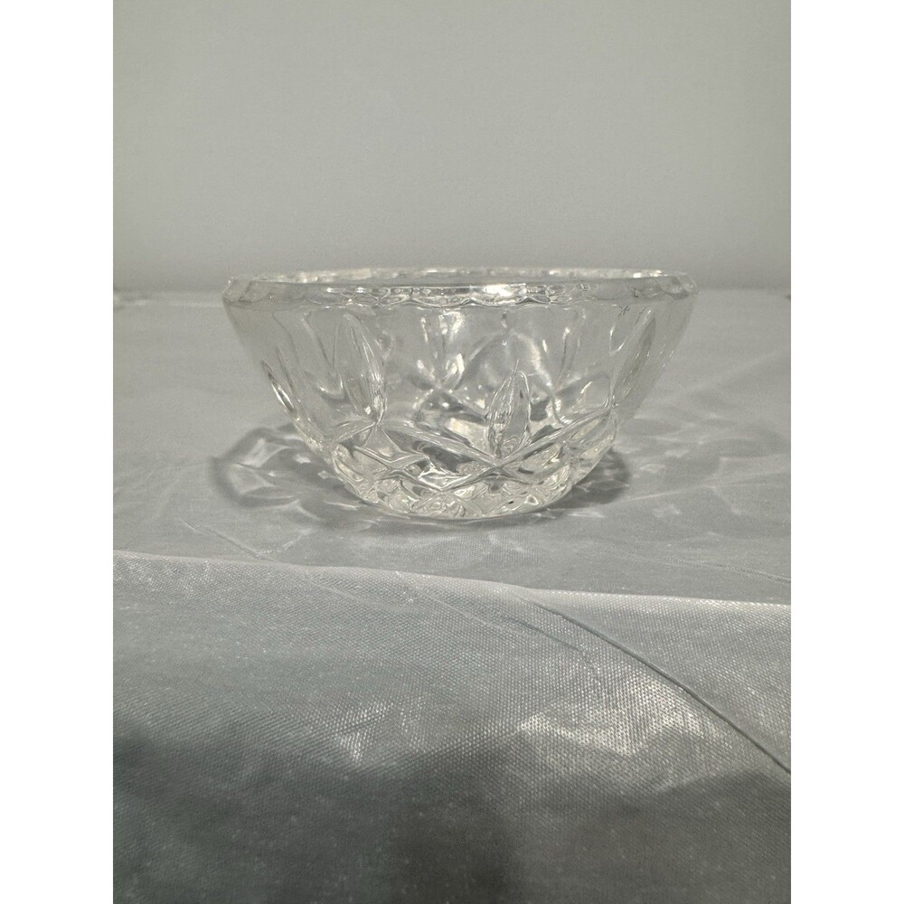 Vintage Cut Glass Bowl Starburst Floral Pressed Crystal Candy Dish